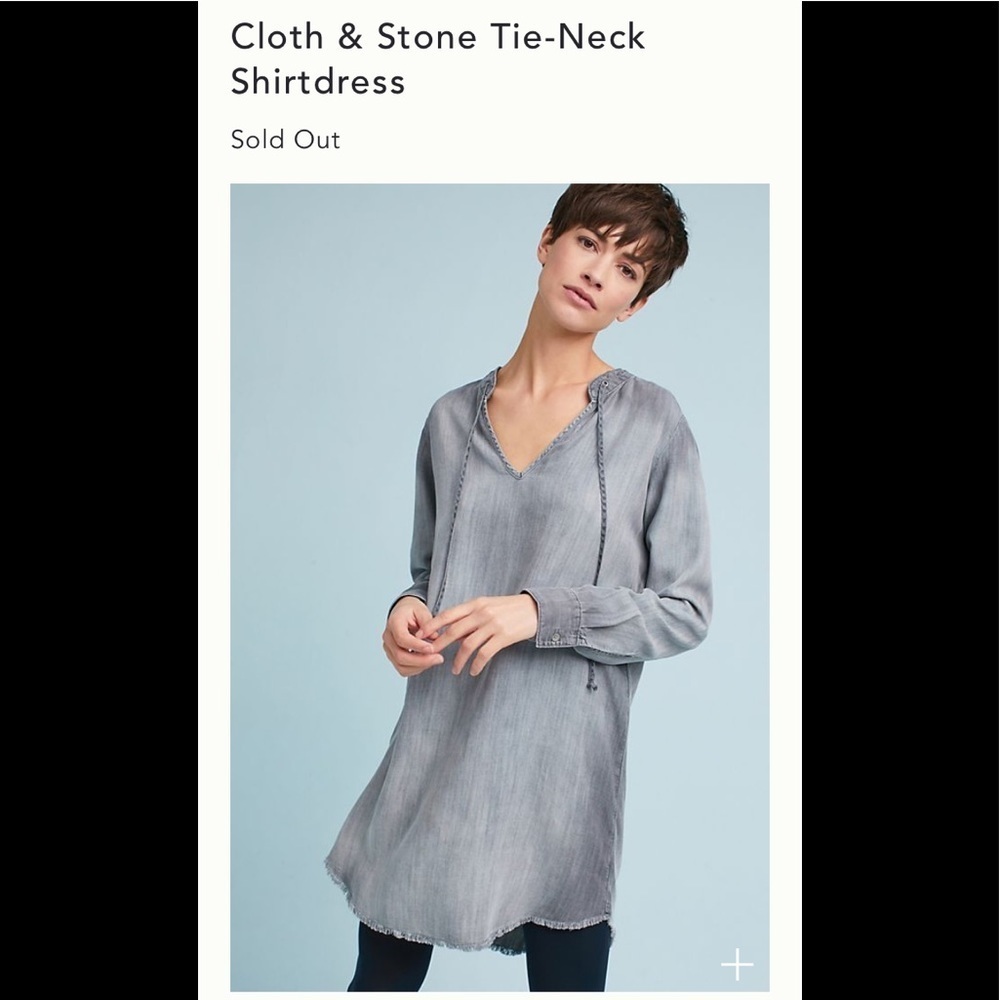 SALE New Cloth & Stone tie neck shirt dress gray sz S